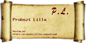 Probszt Lilla névjegykártya